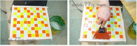 나만의 개성을 살린 글라스 스툴 - (2)타일 줄눈 작업하기