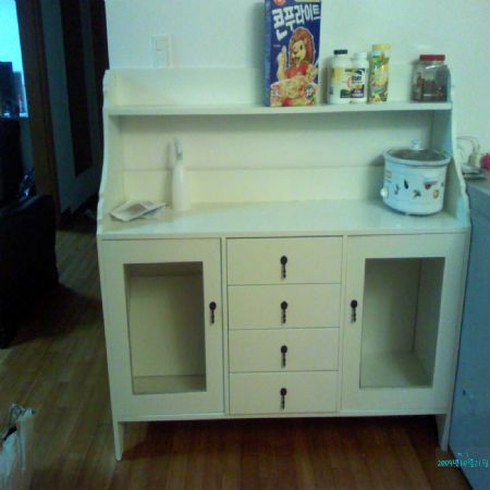 유로 원목 그릇 유리문 수납장(스프러스