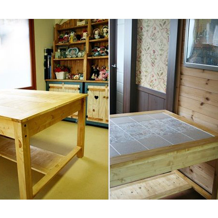 작업용책상을 타일식탁으로 리폼하기