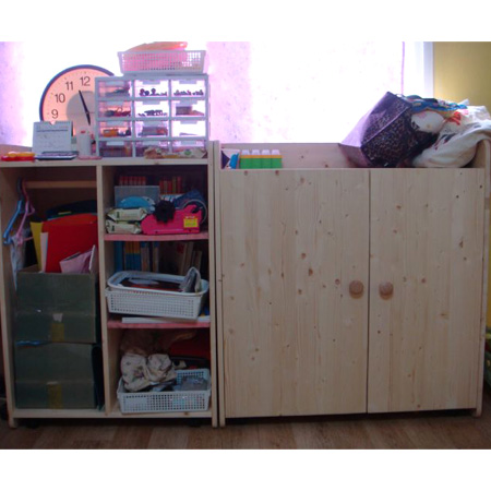 스프러스18mm로 만든 어린이집 이불장과 수납장