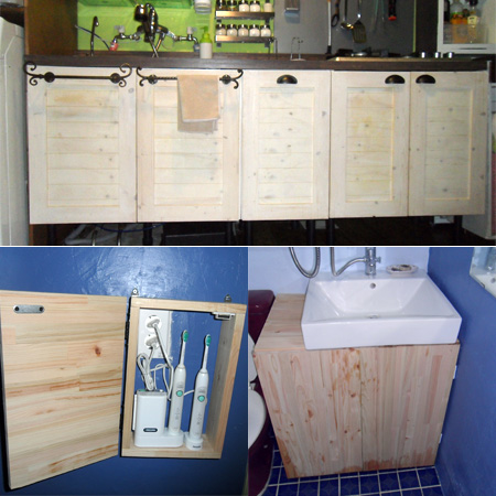 파란만장싱크대만들기  & 히노끼로 만든 싱크대하부장과 전동칫솔함