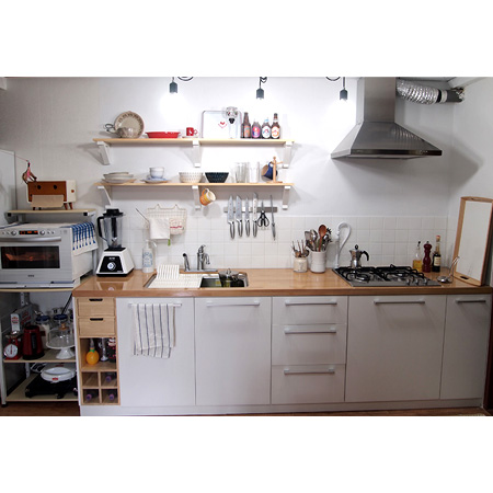 원목 상판 씽크대 완성 했어요