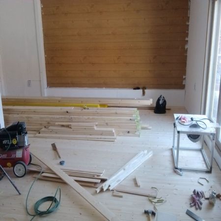 원목양문.타일벽.인테리어벽