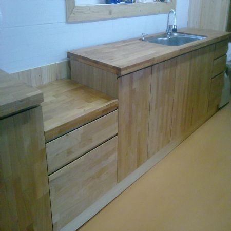 오리나무 집성목 싱크대