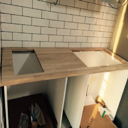 싱크대 상판 주문해서 이케아 하부장과 조합