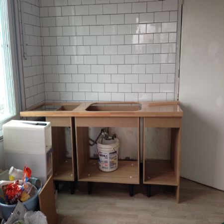 원목상판과 싱크대 만들기