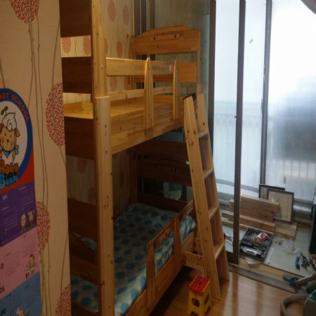 기성품 원목침대2개를 이층침대로 리모델링