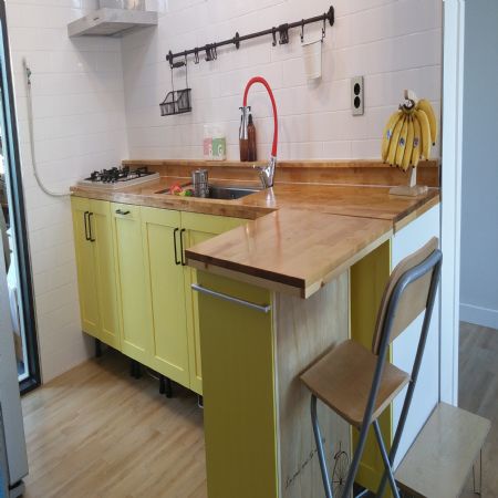 원목싱크대와 아일랜드 식탁 및 주방 광폭 서랍장 만들기 후기