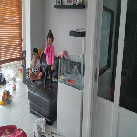 홍송과 삼나무로 만든 2자 어항받침대