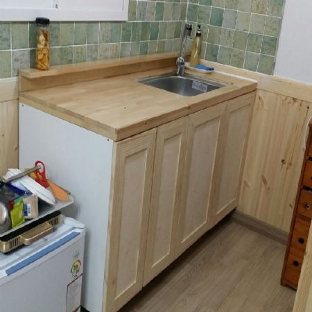 작은 쉼터에 싱크대 설치