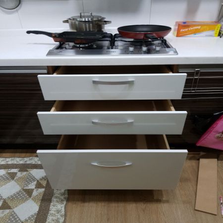 안쓰는 가스오븐렌지를 수납 서랍장으로 변신