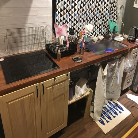멀바우 싱크상판 오픈 하단장