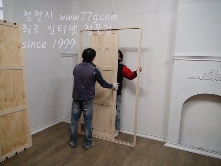 시즈닝 원목 미닫이 덧문짝(문틀폭64mm)