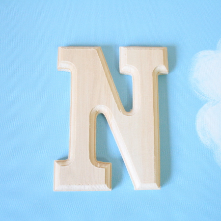 원목(150x150x14mm) 알파벳 이니셜(initial) 영문 대문자 N 1